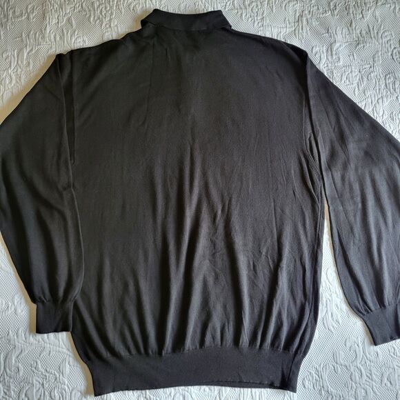 Raffi Golf Sweater Men XL Black Lightweight Cotton Blend Made In Italy - Picture 2 of 12